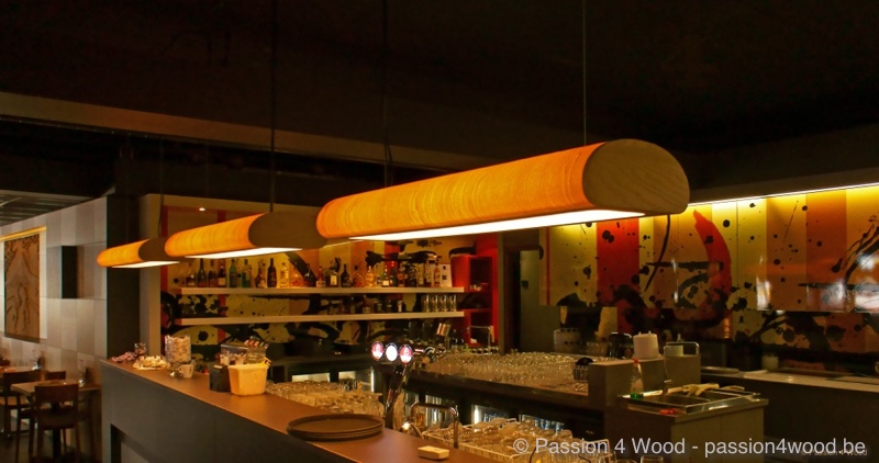 Shabu shabu Rotterdam - bar - tube lights in ash wood